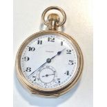 Antique gold plated presentation open faced Rolex pocket watch in good condition working order but