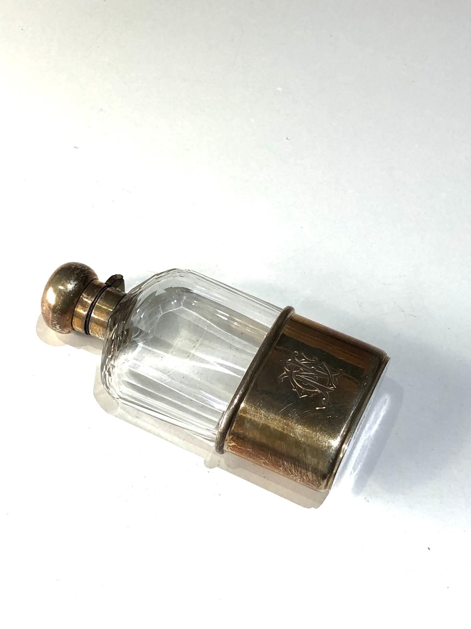Antique silver and glass hip flask london silver hallmarks measure approx height 10cm by 5.2cm in - Image 5 of 5