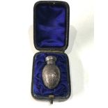 Antique victorian silver miniature egg perfume bottle in original box