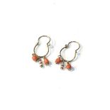 9ct gold & coral hoop earrings