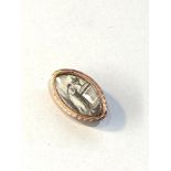 Antique Georgian rose gold mourning brooch measures approx 2.4cm by 1.5cm