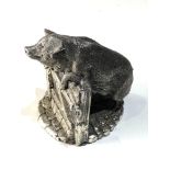 Hallmarked 925 silver pig on gate figure measures approx 8.2cm tall