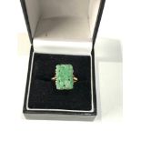 Antique 9ct gold carved jade ring