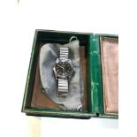 1950s Black dial Rolex Oyster Perpetual gents wrist watch measures approx 33.5mm stainless steel
