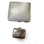 Silver cigarette case and a silver vesta case