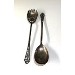 2 hallmarked Mappin & Webb silver salad serving spoons each measures approx 26cm long weight 100g