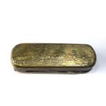 18th century Dutch brass & copper tobacco box age related wear and damage as shown measures approx