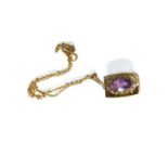 9ct gold amethyst pendant necklace 6.7g