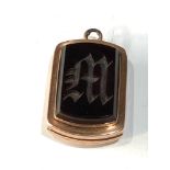 9ct gold agate double locket has back agate panel has come away