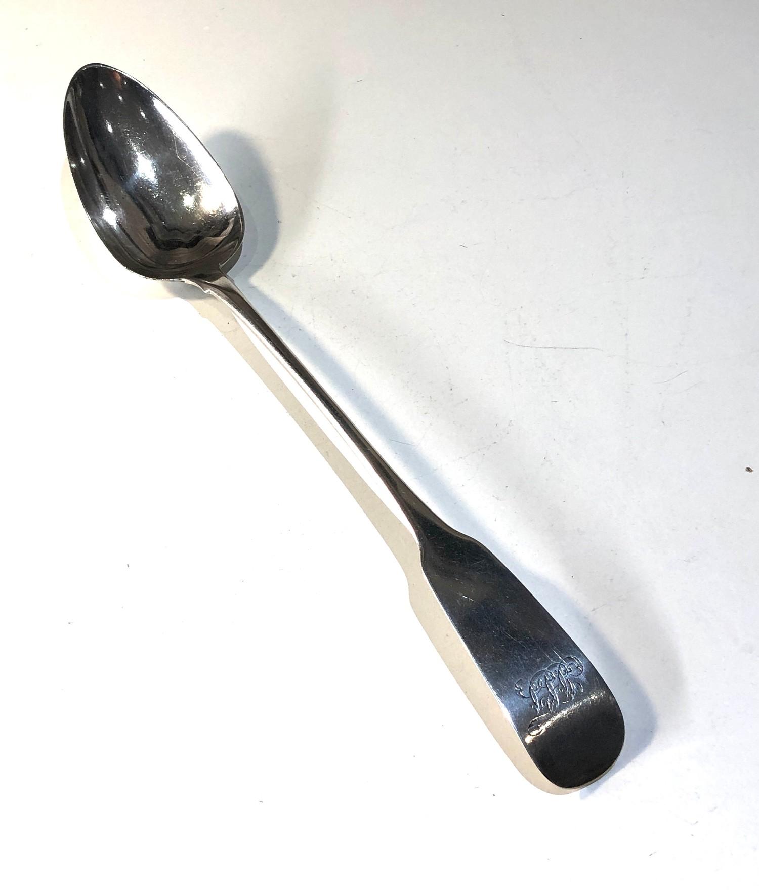 Antique Georgian Irish silver basting spoon measures approx 33cm long weight 125g