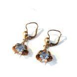 18ct gold gem set drop earrings weight approx 4g