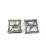 Pair of antique Georgian silver and steel paste stone set shoe buckles each measures approx 5cm by