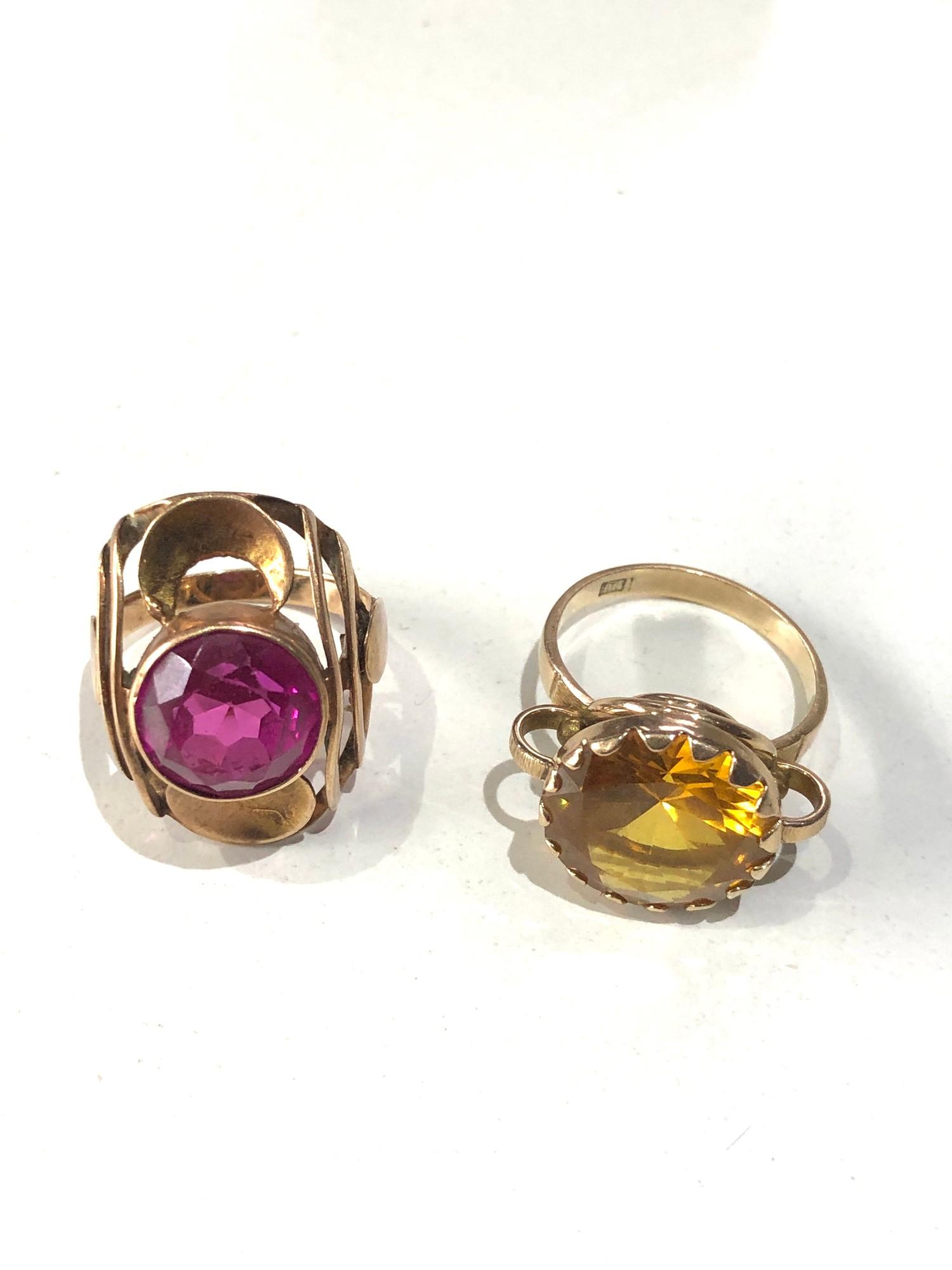 2 vintage 10ct gold gem set rings weight 10.6g - Image 3 of 5