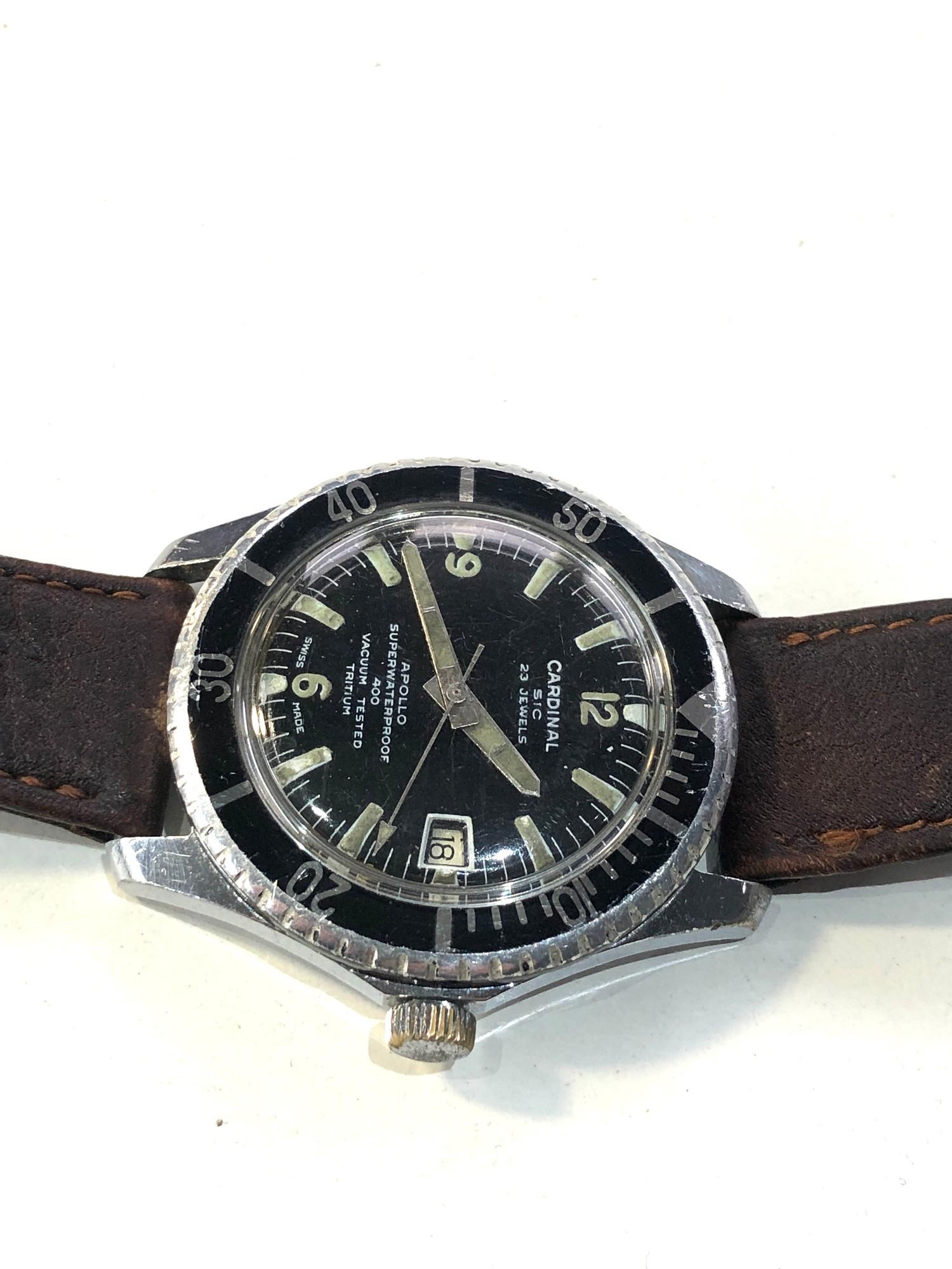 Vintage Cardinal (sic / breitling) 23 jewel apollo 400 diver watch watch is ticking but no - Image 2 of 4