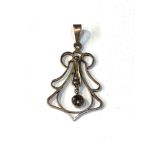 9ct gold seed-pearl and gem set pendant measures approx 3.6cm drop 2cm wide