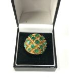 Large vintage domed 9ct gold emerald dress ring weight 8.5g