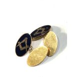 Pair of vintage 9ct gold and enamel masonic cufflinks weight 7.9g