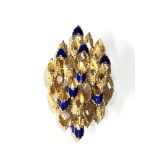 Fine 18ct gold & enamel modernist design brooch weight 13.2g