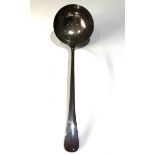 Large antique London silver soup ladle measures approx 32cm long bowl measures approx 9cm dia weight
