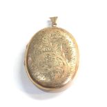 Large 9ct gold etched locket weight 13.6g