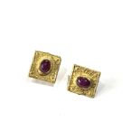 18ct modernist cabochon ruby earrings weight 7.2g xrt 18ct