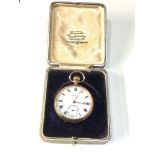 Boxed 9ct gold open face pocket watch Kemp Brothers union st Bristol in good condition working order