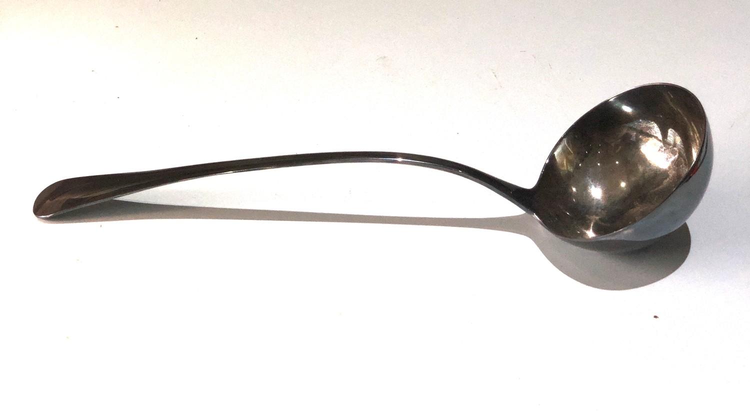 Large antique London silver soup ladle measures approx 32cm long bowl measures approx 9cm dia weight - Image 2 of 4