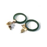 14ct chinese gold jade drop earrings measures approx drop 3.5cm by 2.1cm wide