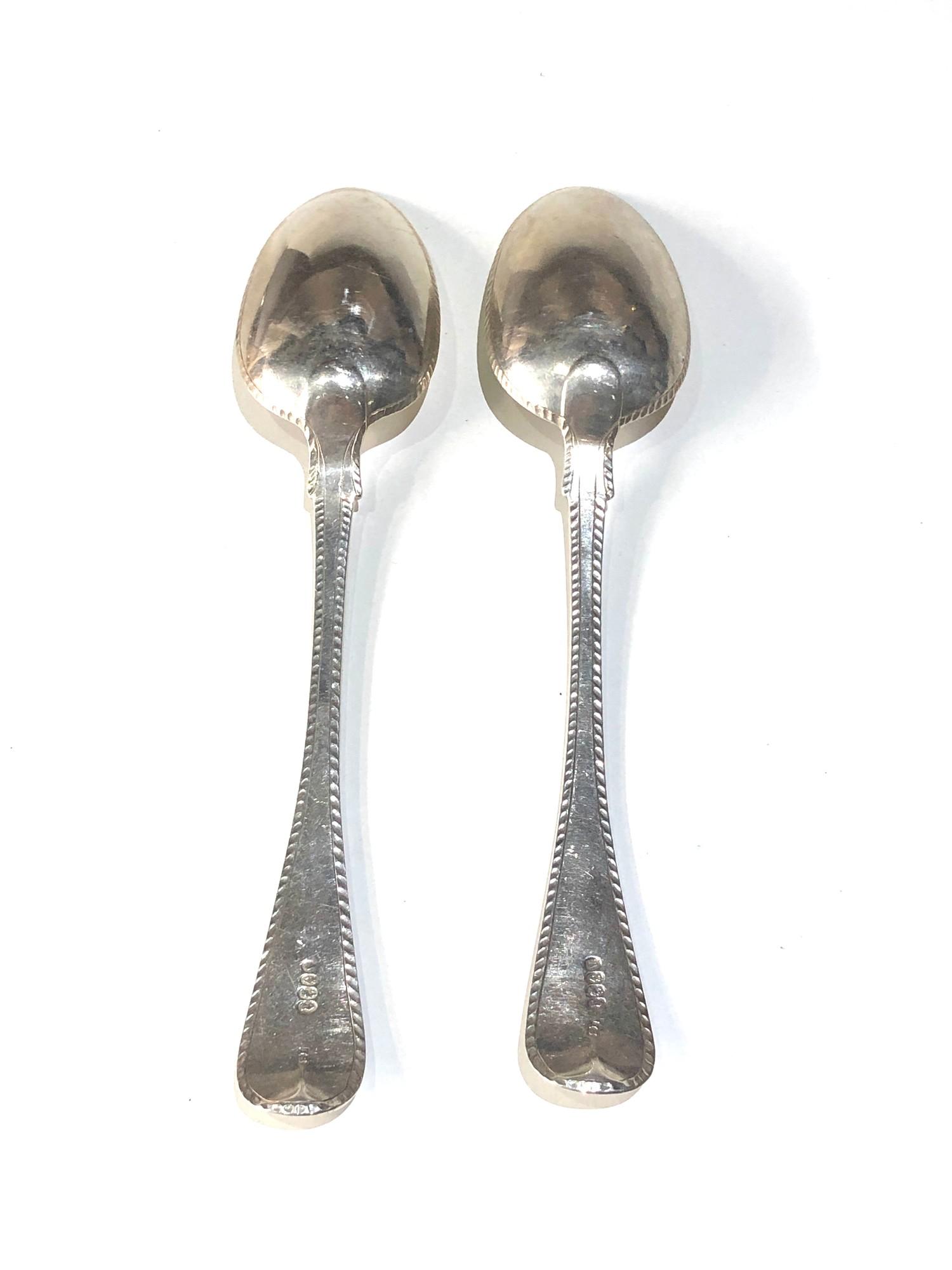 Pair of Irish Georgian silver table spoons each measures approx 22.2cm total weight 126g - Image 3 of 4