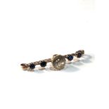 Gold gemstone bar brooch xrt 12ct gold weight 4.9g