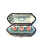 Original boxed gold and agate button studs 1 has back loose / broken away