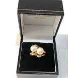 18k rose gold hallmarked pearl ring weight 5.2g