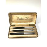 Vintage parker 51 fountain pen set age related wear and marks missing cap clips as shown