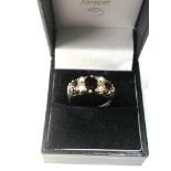 9ct gold garnet and pearl gypsy ring 3.7g