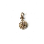 Small gold diamond pendant measures approx 2.2cm drop by 1.1cm wide