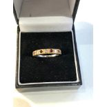 18ct white and yellow gold diamond and ruby half eternity ring 3.4g