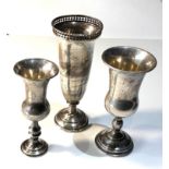 3 silver items includes 2 goblets and a vase filled base goblets weigh 110g