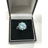 9ct gold fancy cut blue stone ring 3.5g