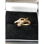 14ct gold snake ring weight 1.7g jewel set eyes