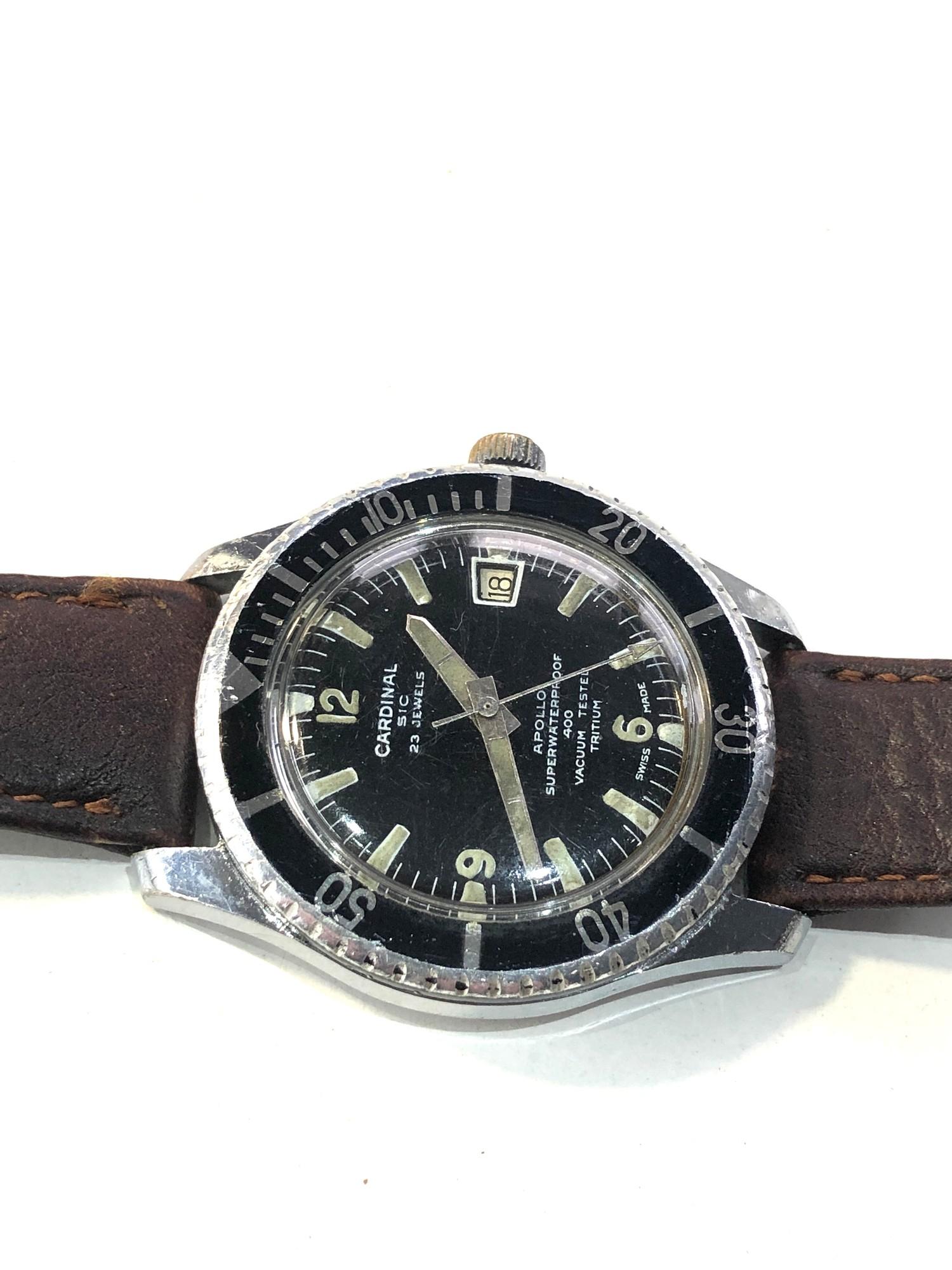 Vintage Cardinal (sic / breitling) 23 jewel apollo 400 diver watch watch is ticking but no - Image 3 of 4