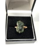 Antique 9ct gold jade Tiki ring