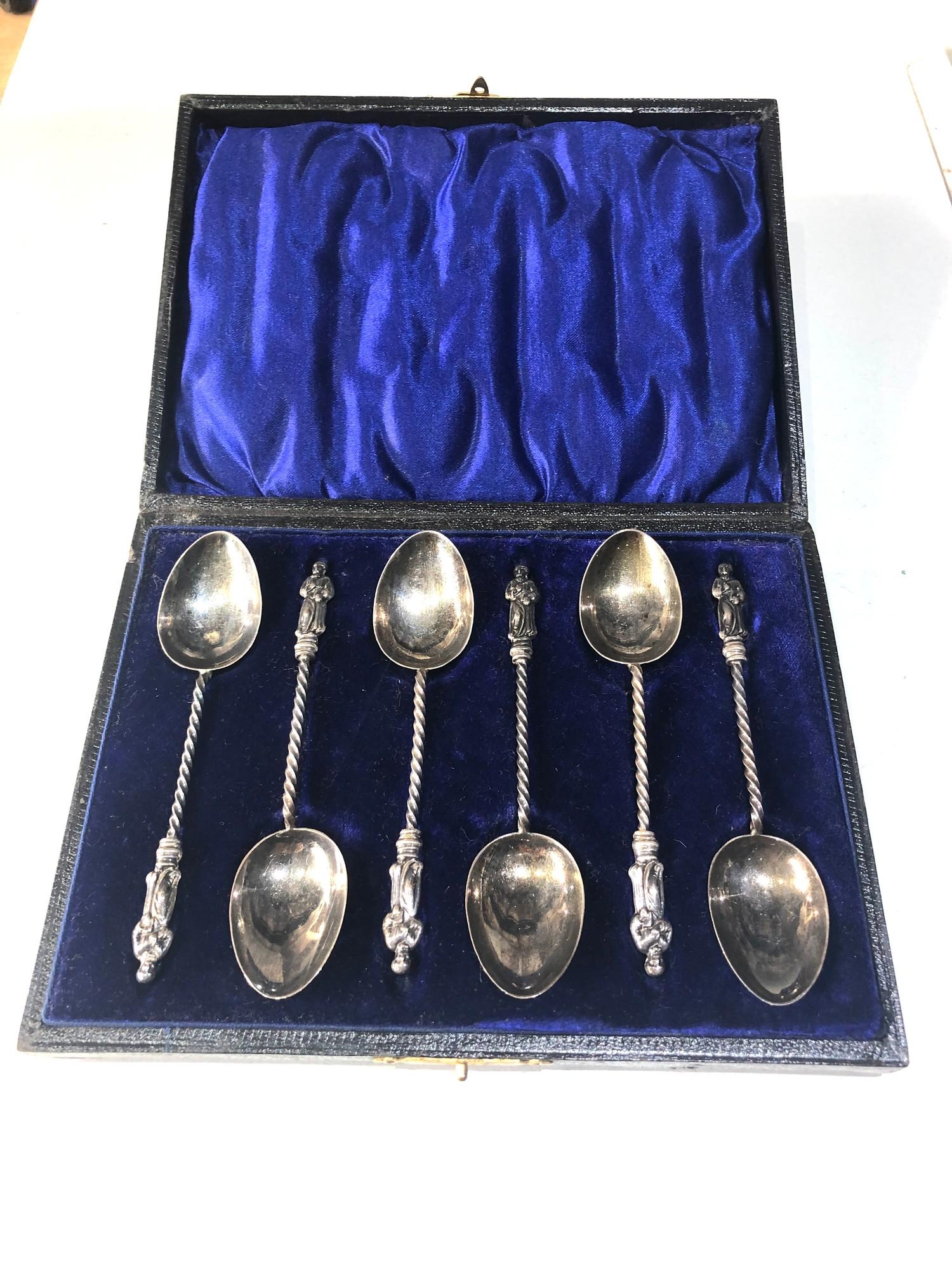 Boxed set of 6 silver apostle spoons