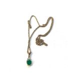 9ct gold emerald pendant and 9ct gold chain weight 4.1g