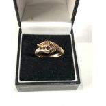 Vintage 9ct gold garnet set snake ring weight 4g missing garnet in one eye