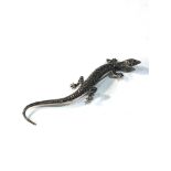 Vintage silver & marcasite lizard brooch measures approx 10.5cm long in good condition missing 2
