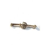 Antique 15ct gold diamond and seed-pearl cresent moon brooch weight 4g