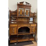 Large Edwardian inlaid rosewood chiffonier cabinet, approximate measurements