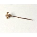 Antique high carat gold & seed-pearl stick pin measures approx 5.5cm