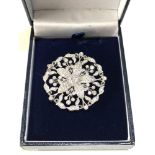 Fine antique white gold / plat floral diamond pendant pin brooch central diamond measures approx 4mm