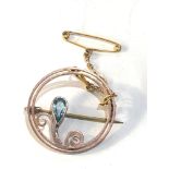 Antique 9ct gold gemstone pin brooch 3.4g